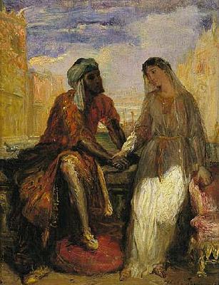 Theodore Chasseriau Othello and Desdemona in Venice Norge oil painting art